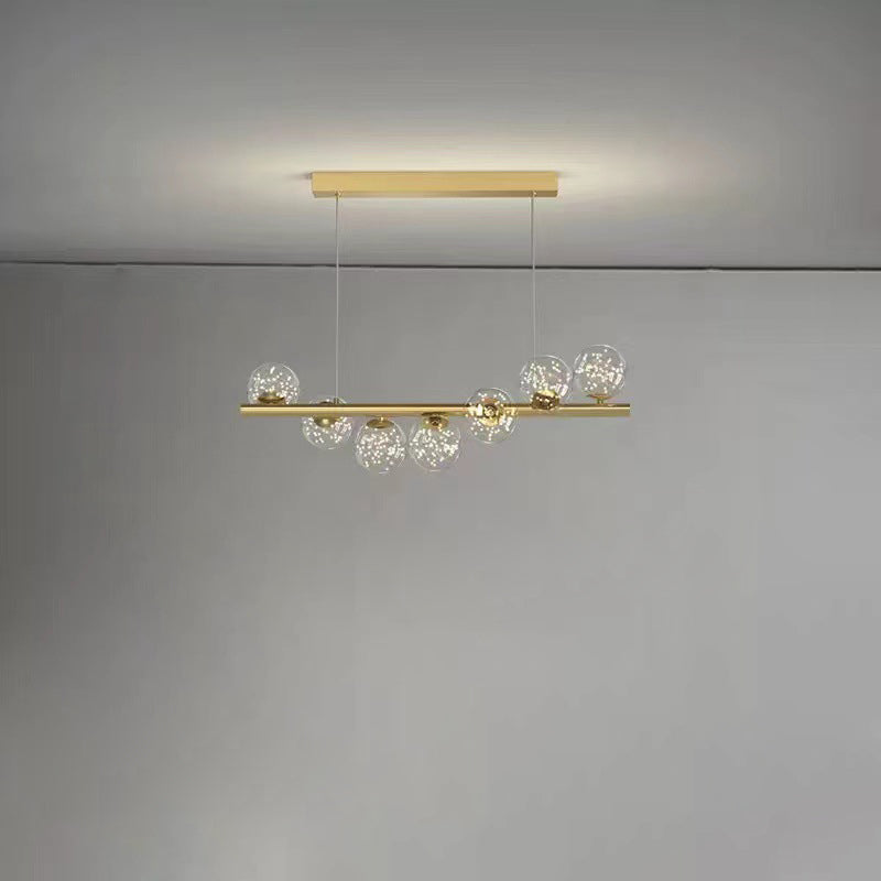 Contemporary Scandinavian Glass Magic Bean Long Strip 7/9/11 Light Island Light Chandelier For Dining Room