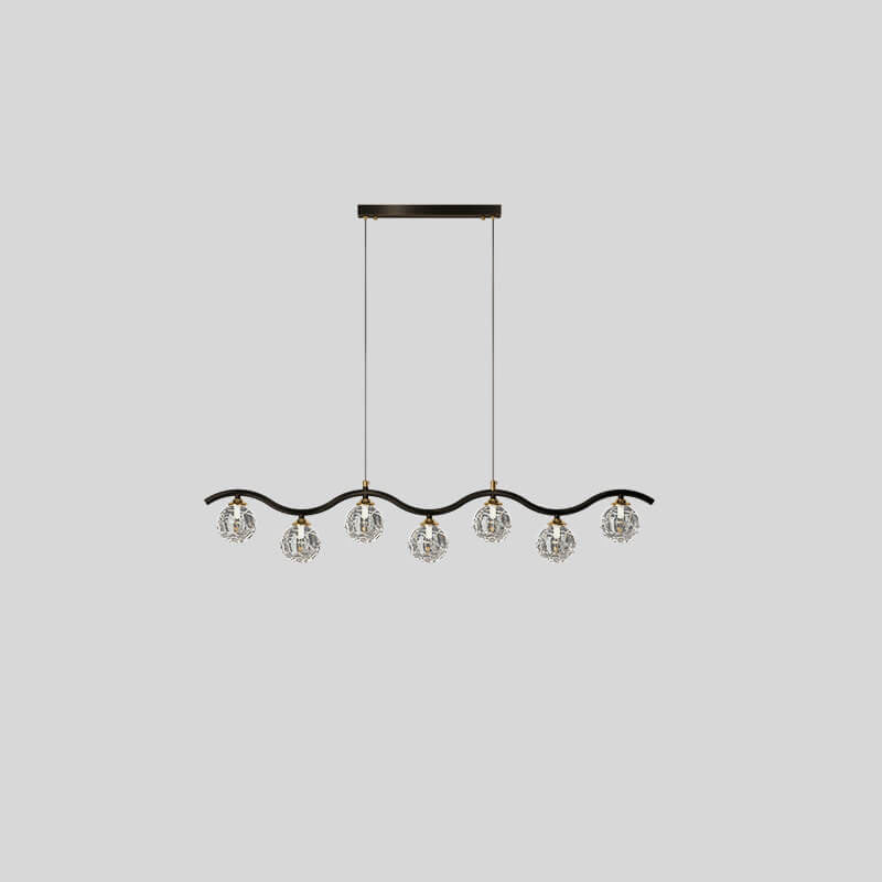 Modern Luxury Glass Magic Bean Brass Curve 5/7 Light Island Light Chandelier