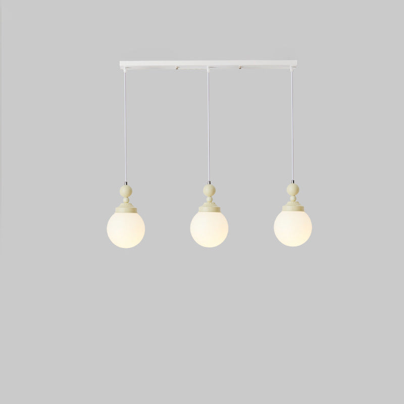 Contemporary Nordic Round Shade Iron Glass 1/3 Light Island Light Chandelier For Dining Room