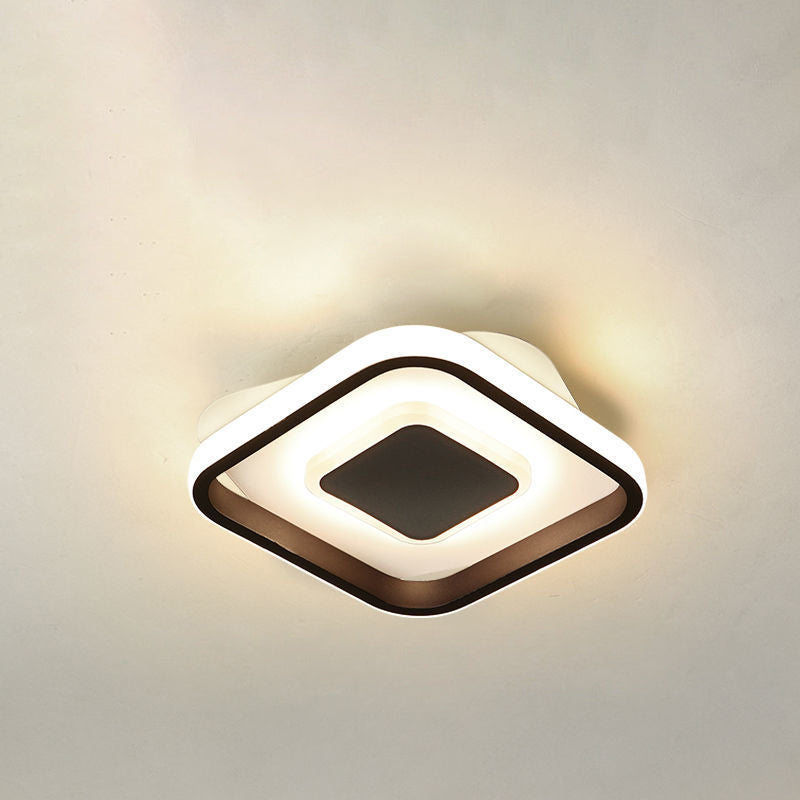 مصباح سقف LED معدني هندسي معاصر من الحديد بتصميم اسكندنافي، يُثبّت في الردهة