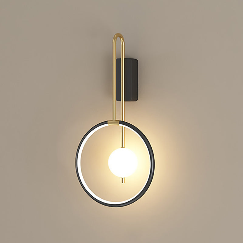 Modern Minimalist Iron Acrylic Round Ring LED Wall Sconce Lamp For Bedside