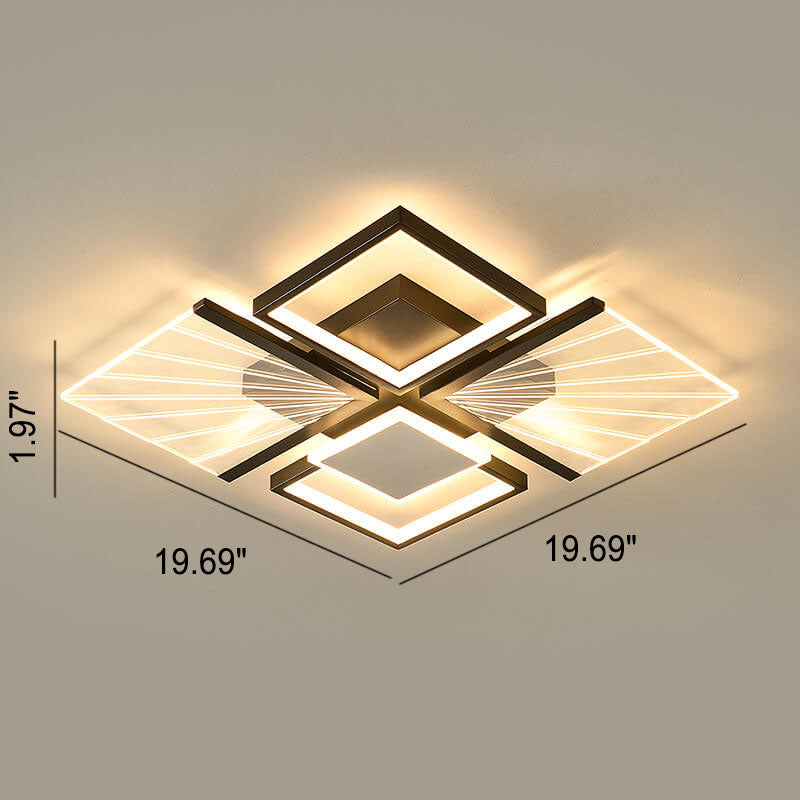 Modern Minimalist Geometric Shapes Black White Iron LED Flush Mount Light