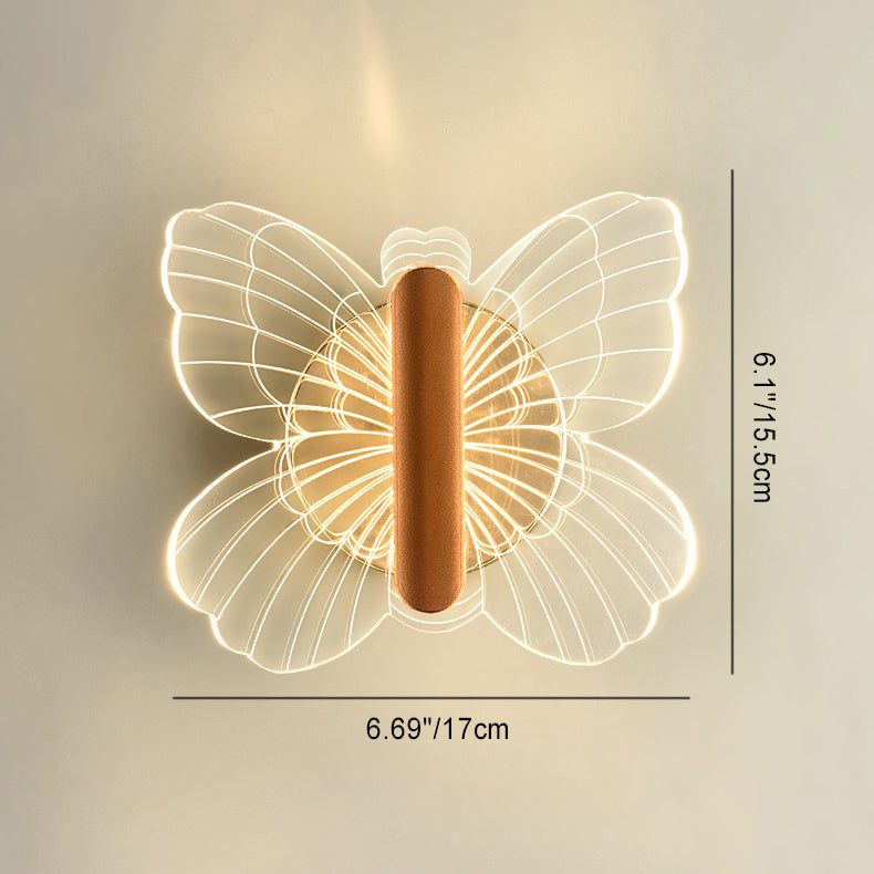 Contemporary Luxury Hardware Acrylic Butterfly LED Wall Sconce Lamp For Bedroom