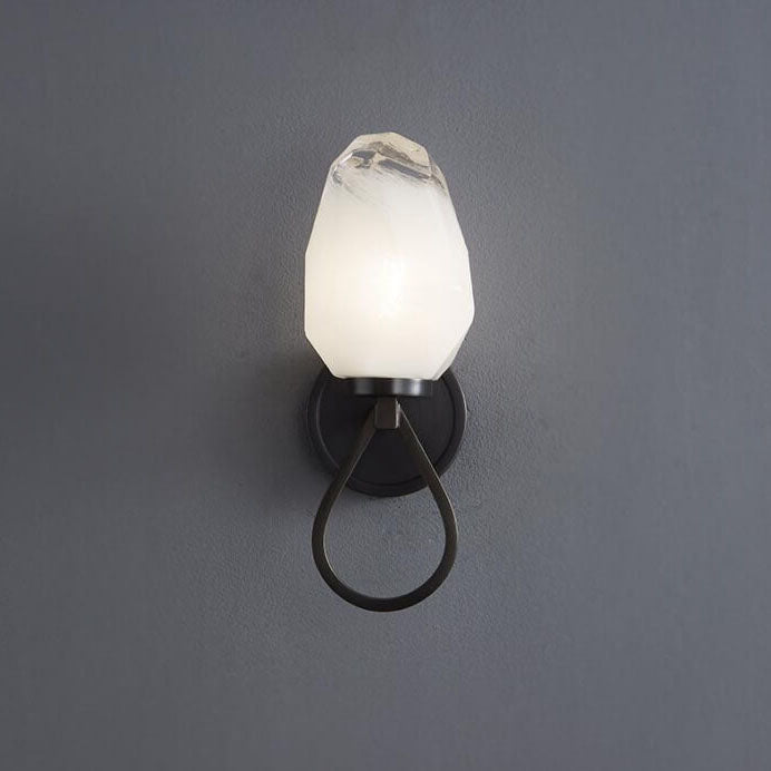 Modern Luxury Brass Geometrical Glass Shade 1-Light Wall Sconce Lamp For Bedroom
