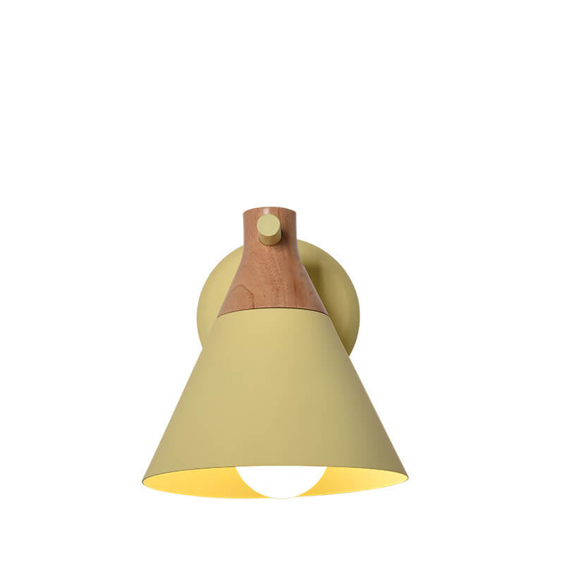 Nordic Solid Wood Macaron Cone Shade 1-Light Wall Sconce Lamp