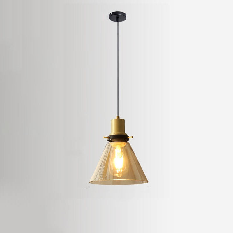 Vintage Minimalist Semi-Circular Cone Cup Iron Glass 1-Light Pendant Light