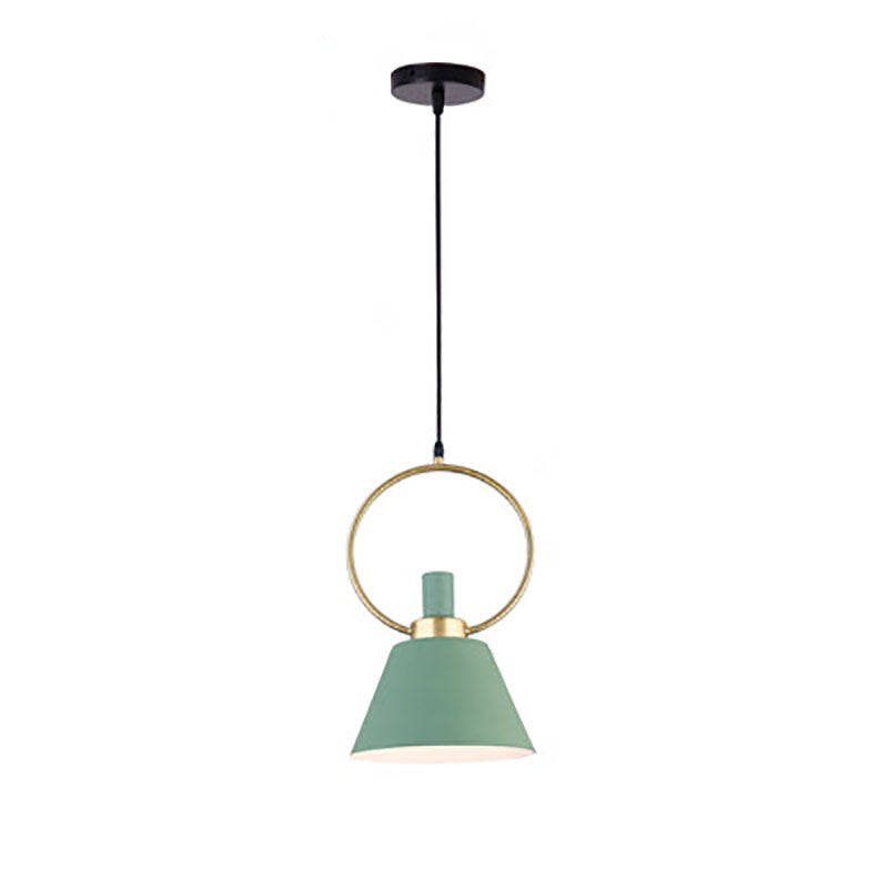 Contemporary Nordic Cone Shade Gold Ring 1-Light Pendant Light For Dining Room