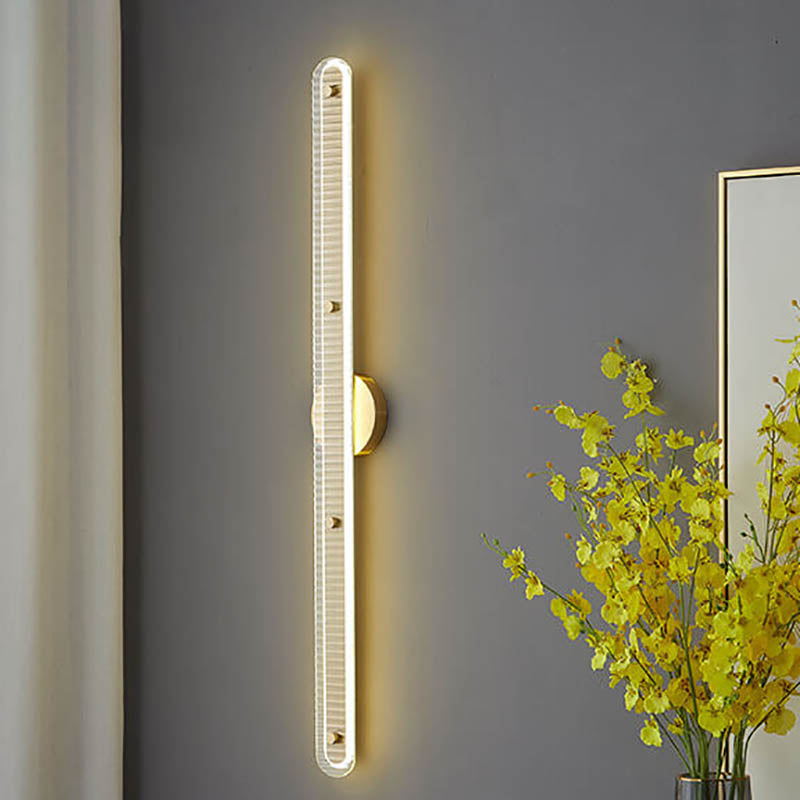 Modern Luxury Long Strip Copper Glass LED Wall Sconce Lamp