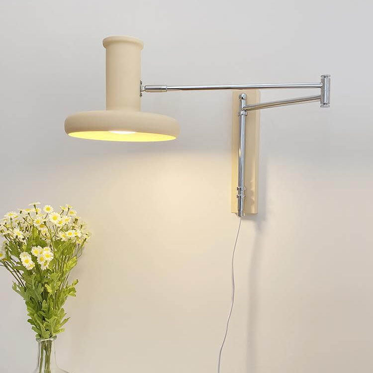 Nordic Minimalist Beige Swing Arm 1-Light Wall Sconce Lamp