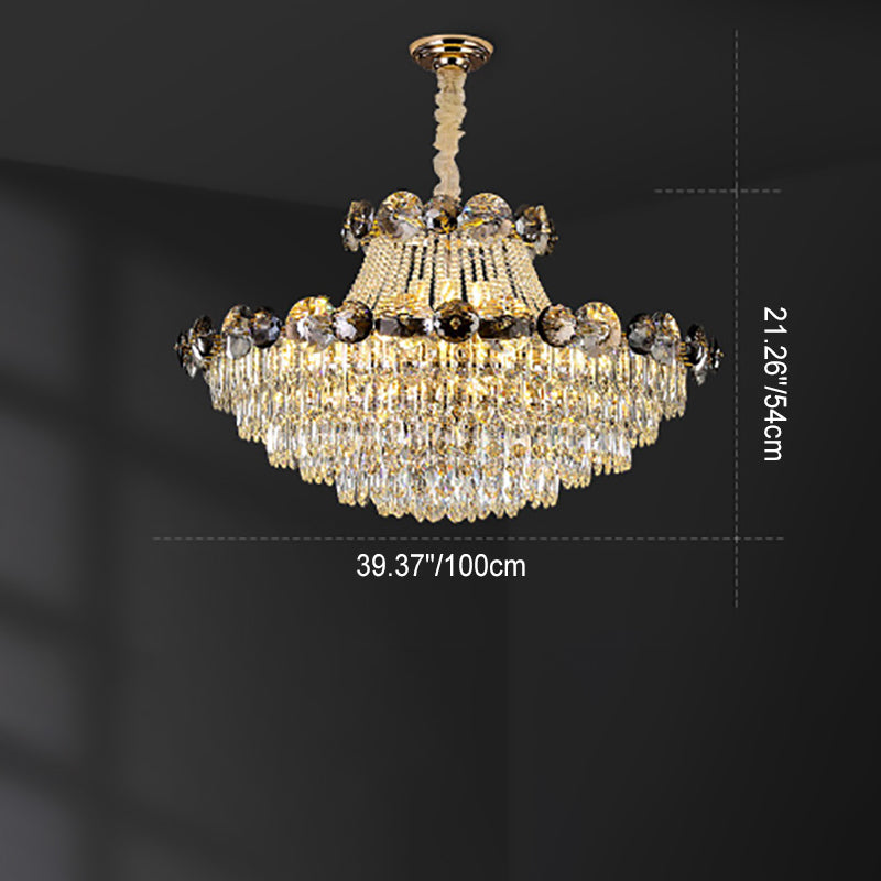 Contemporary Luxury Half Round Ball Crystal Iron 8/10/11/14/17/24 Light Chandelier For Living Room