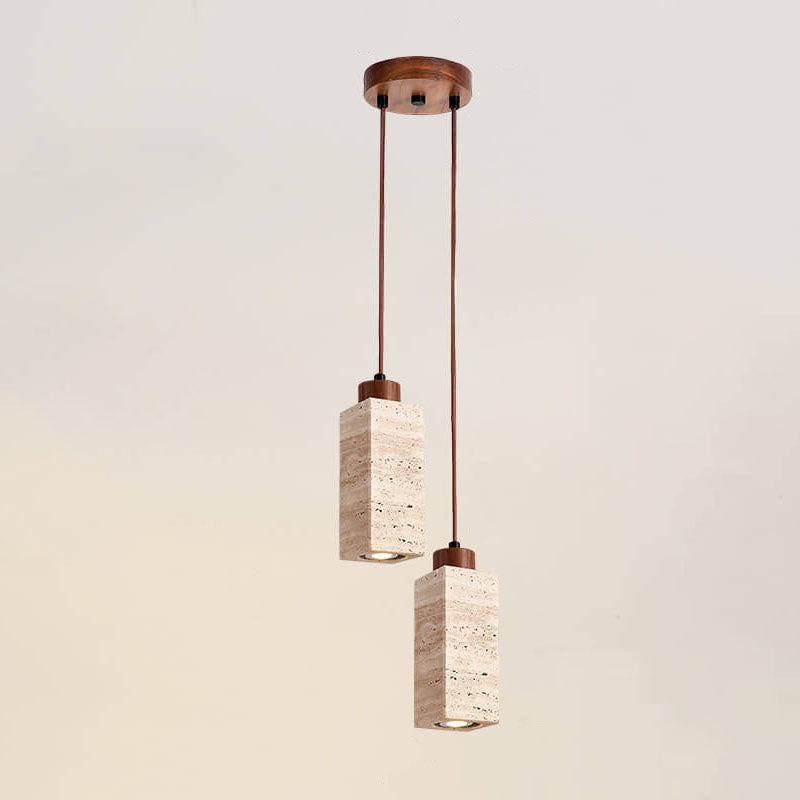 Japanese Wabi-sabi Solid Wood Stone 1/2/3-Light Island Light Chandelier