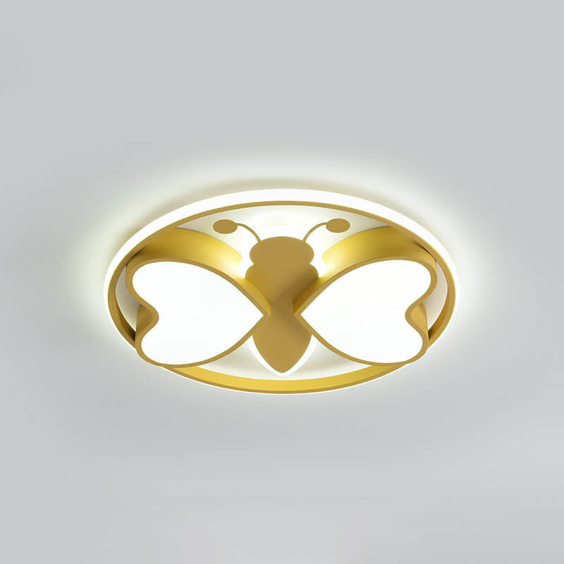 Creative Cartoon Butterfly Round LED Flush Mount Ceiling Light