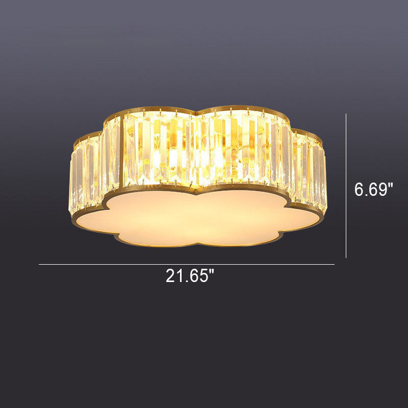 Modern Luxury Crystal Gold Geometric Shape 4/5 Light Semi- Flush Mount Ceiling Light