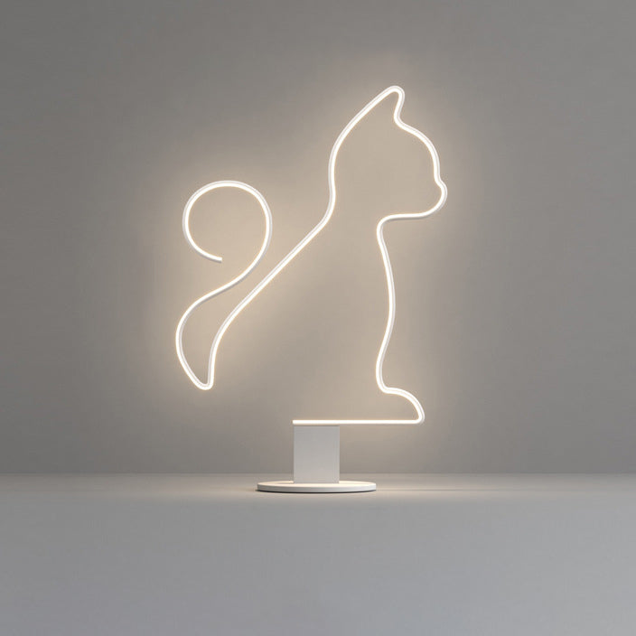 Contemporary Creative Iron Aluminum Acrylic Cat Dog LED Standing Floor Lamp For Bedroom