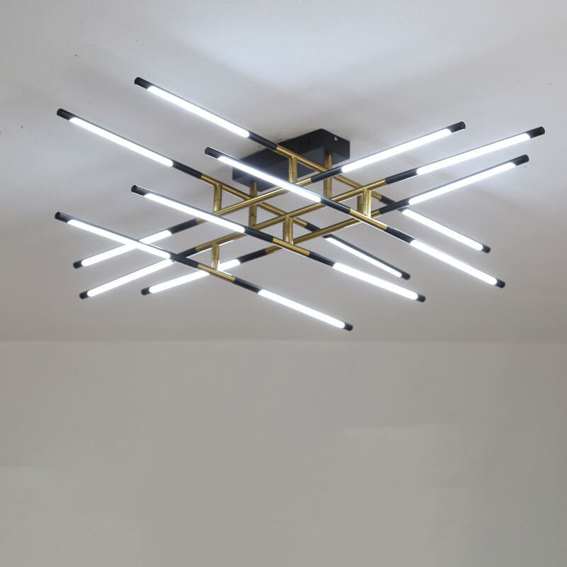 Nordic Creative Iron Geometric Line Combination LED Semi-Flush Mount Ceiling Light