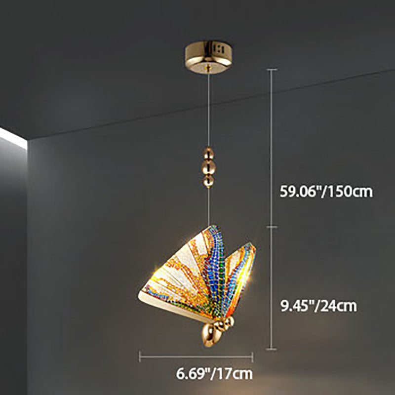 Modern Luxury Acrylic Butterfly Zinc Alloy Iron Frame LED Pendant Light For Bedroom