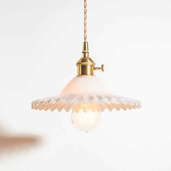 Textured Glass 1-Light Dome Lace Pendant Light