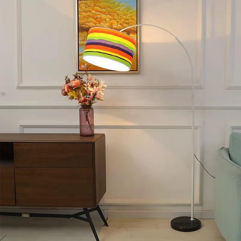 Nordic Creative Fabric Column Shade Fishing Rod 1-Light Standing Floor Lamp