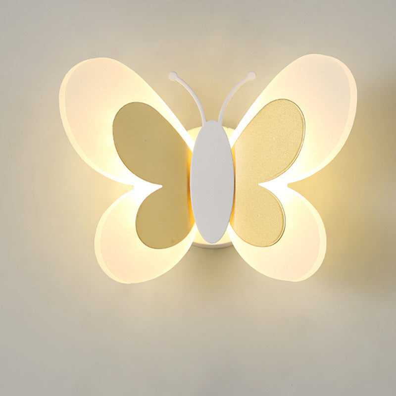 مصباح حائط LED حديدي بتصميم فراشة أكريليك معاصر إبداعي لغرفة النوم