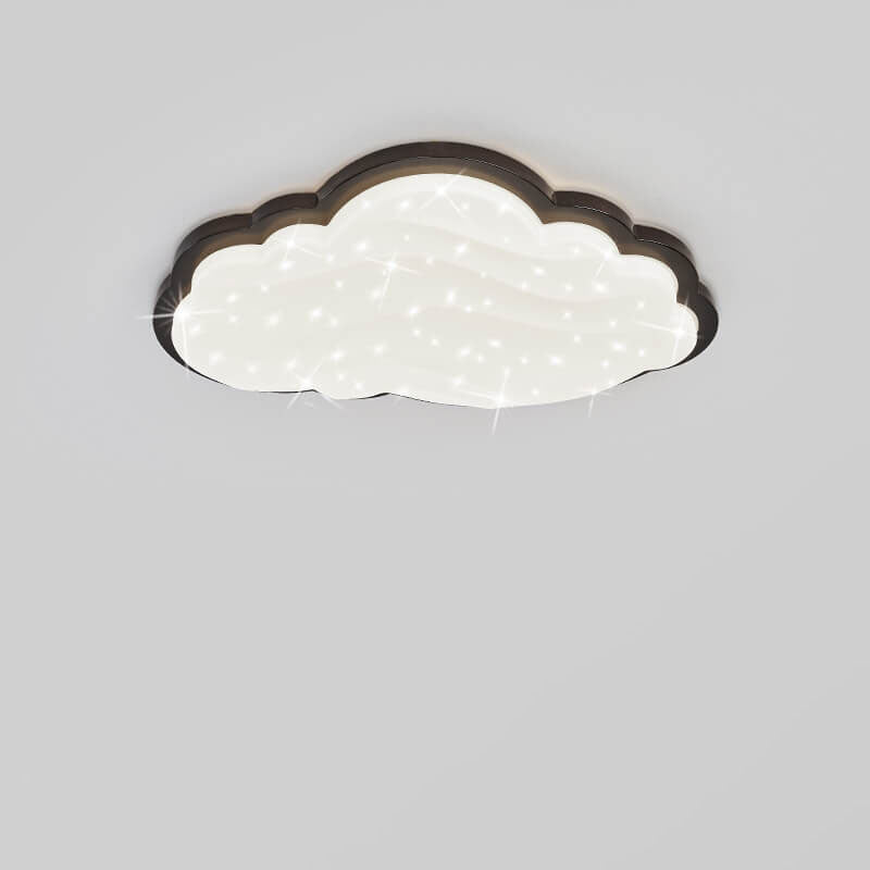 Modern Creative Pure White Cloud Star Wooden Acrylic LED Flush Mount Light