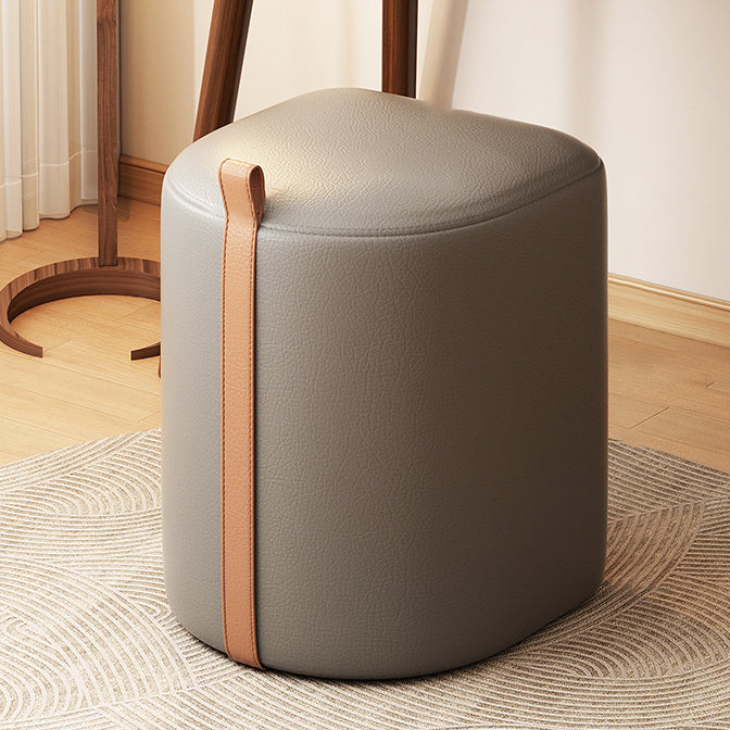 Contemporary Nordic Faux Leather Cylinder Vanity Stool For Bedroom