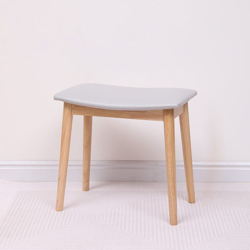 Modern Minimalist Rectangular Soft PU Leather Wood Vanity Stool For Bedroom