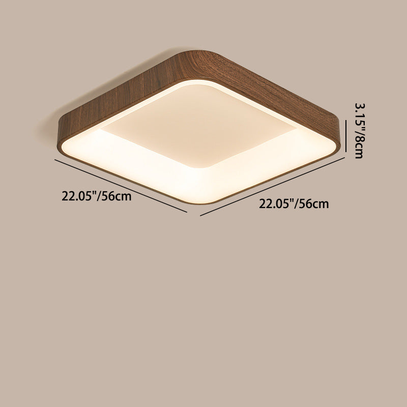Traditional Chinese Iron Acrylic Round Square LED Flush Mount Ceiling Light For Bedroom