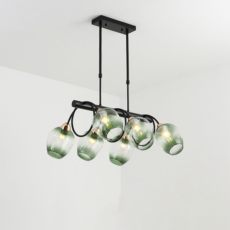 Nordic Light Luxury Gradient Glass Linear 6/8/10 Light Island Light Chandelier