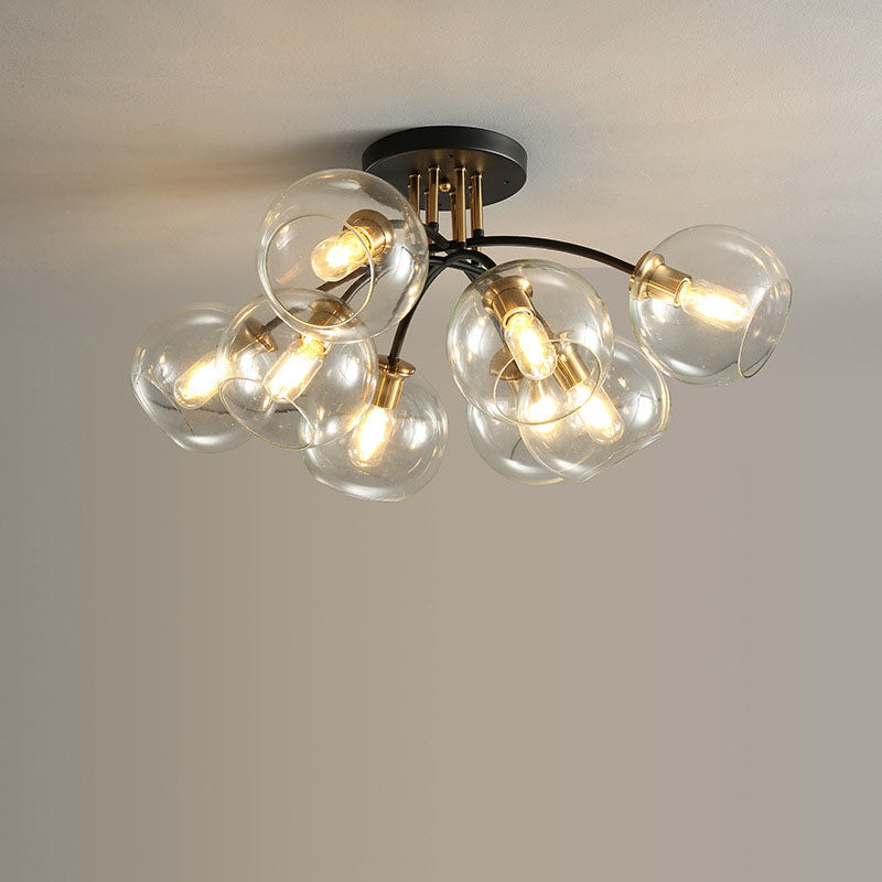 Modern Light Luxury Glass Magic Bean Round 4/6/8 Light Semi-Flush Mount Ceiling Light