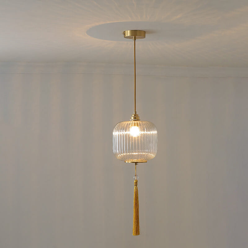 مصباح معلق من النحاس والزجاج على شكل فانوس عصري إسكندنافي