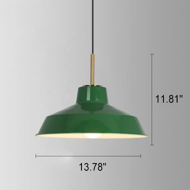Industrial Vintage Green Iron Dome Cone 1-Light Pendant Light