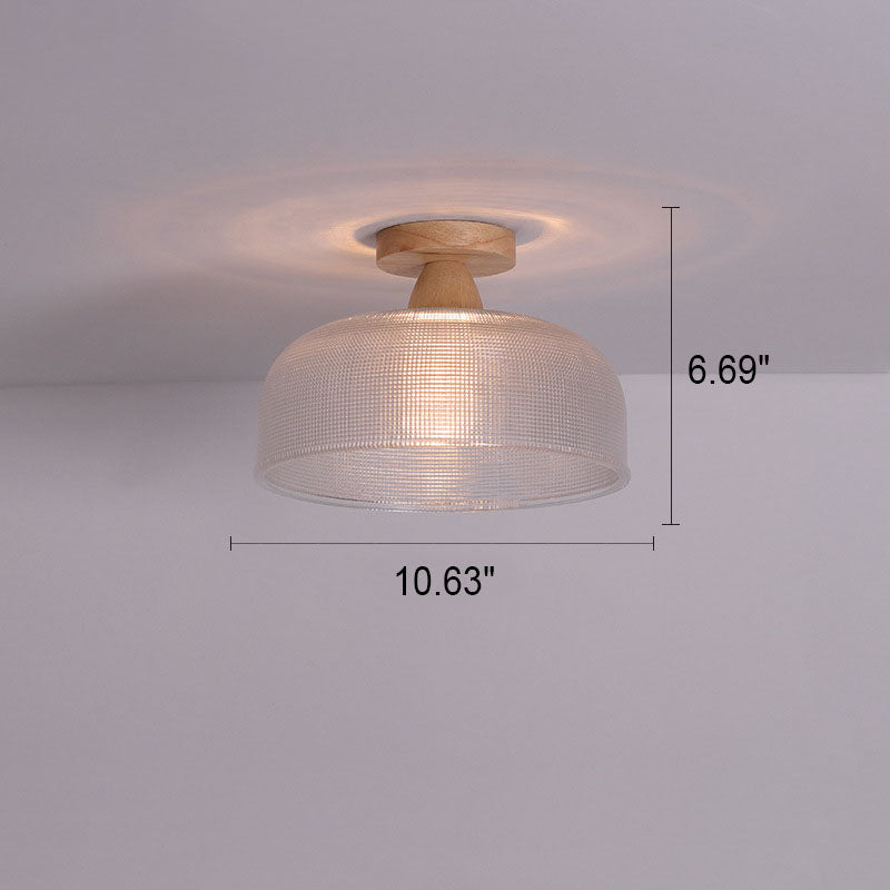 Japanese Minimalist Log Glass 1-Light Semi-Flush Mount Light