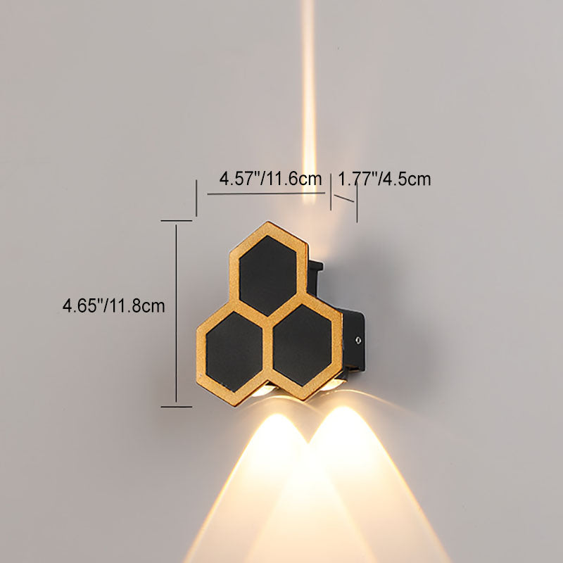 Contemporary Creative Waterproof Aluminum Honeycomb Shape PC Lens LED Wall Sconce Lamp For Outdoor Patio