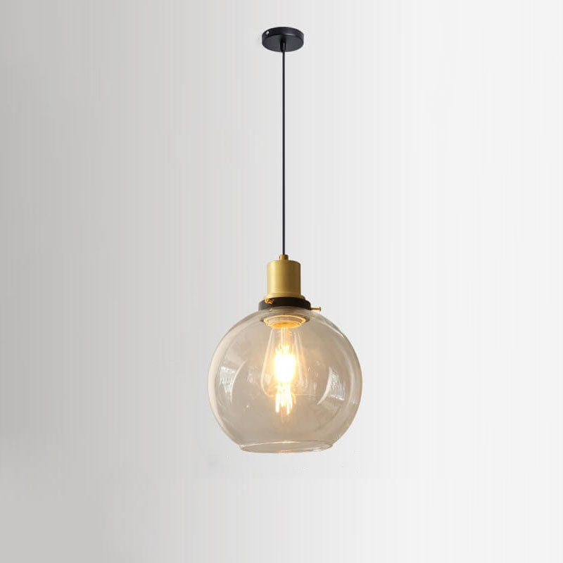 Vintage Minimalist Semi-Circular Cone Cup Iron Glass 1-Light Pendant Light