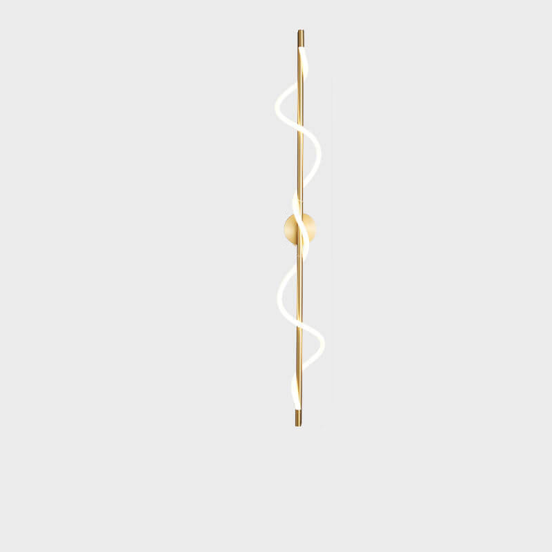 Modern Minimalist Twist Curve Long Bar Copper LED Wall Sconce Lamp