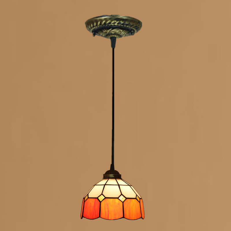 Tiffany Stained Glass Dome Shade European 1-Light Pendant Light