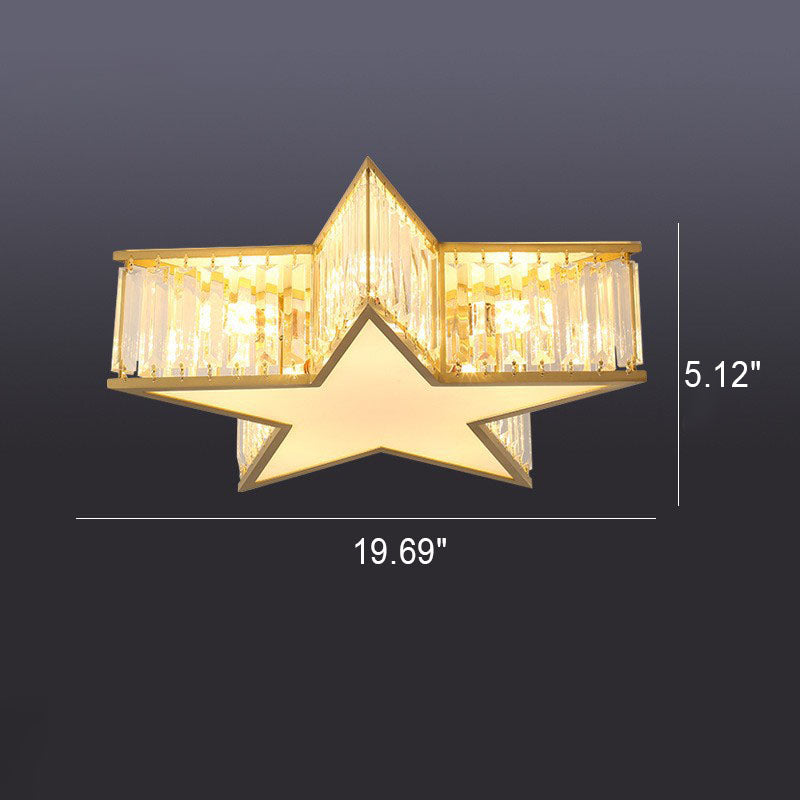 Modern Luxury Crystal Gold Geometric Shape 4/5 Light Semi- Flush Mount Ceiling Light