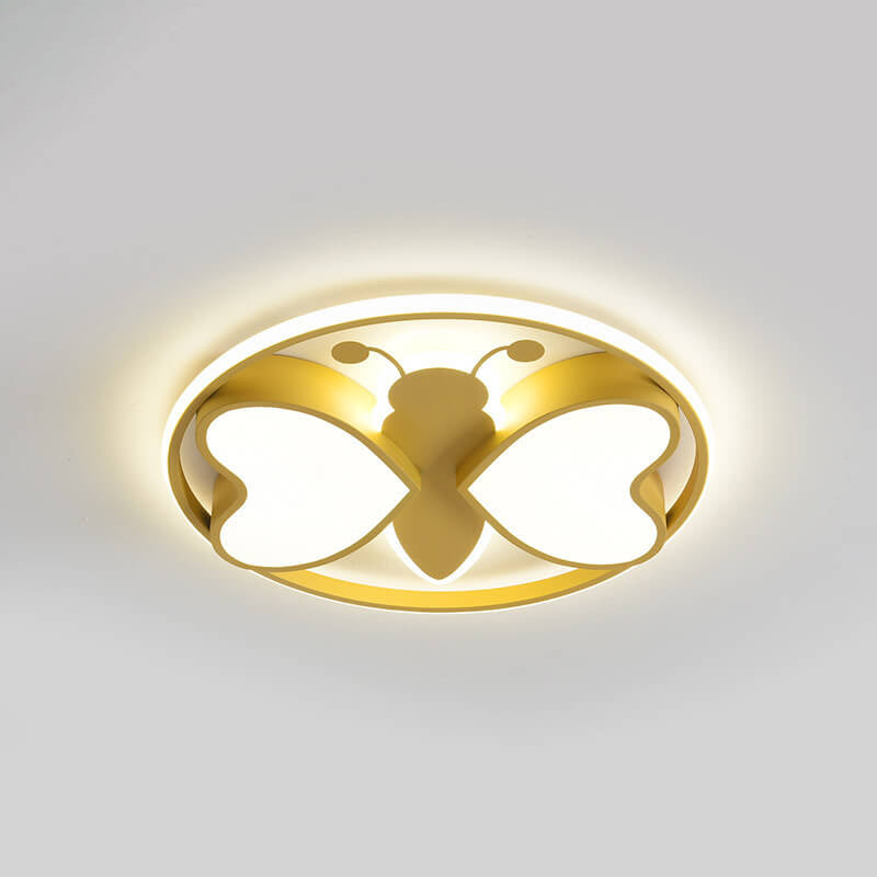 Creative Cartoon Butterfly Round LED Flush Mount Ceiling Light