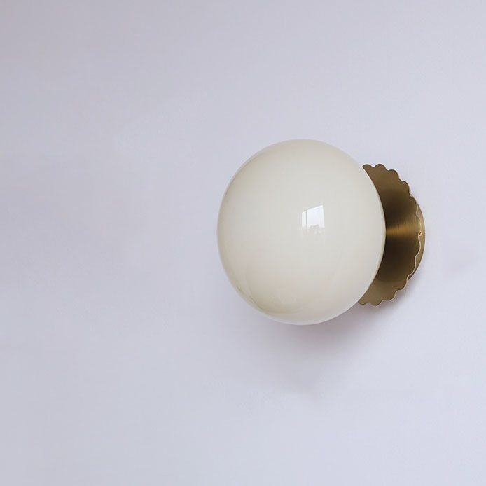 Modern Vintage Minimalist Iron Glass Round Head 1-Light Wall Sconce Lamp