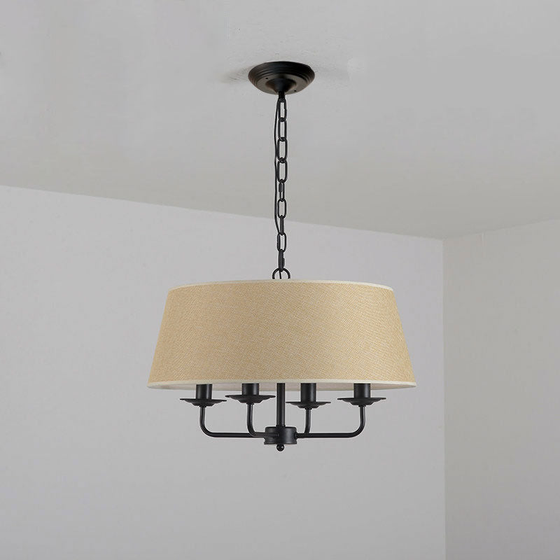European Vintage Classic Iron Cloth 4-Light Pendant Light