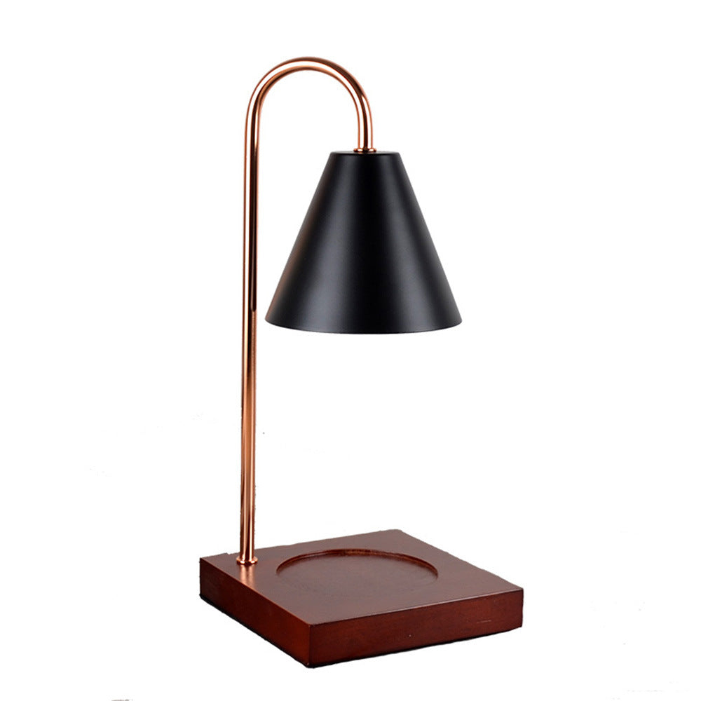 Contemporary Creative Conical Metal Shade Wooden Base 1-Light Melting Wax Table Lamp For Bedroom
