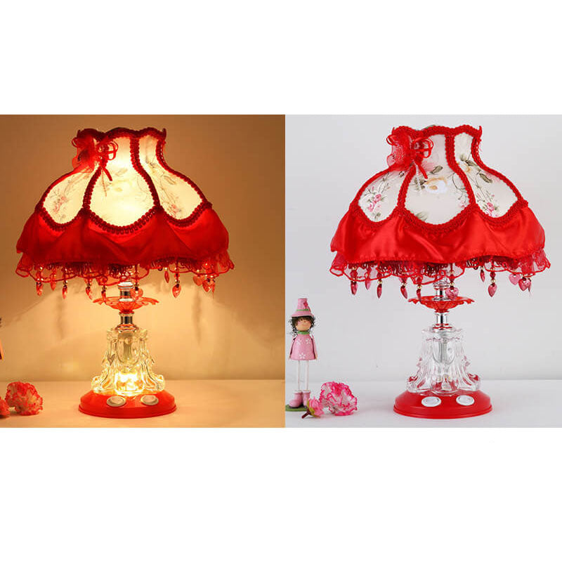 European Style Wedding Fabric Glass 1-Light Table Lamp
