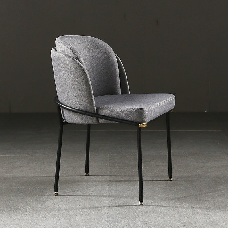 Traditional Vintage Square Faux Leather Metal Dining Chair Four Legs Backrest For Dining Room