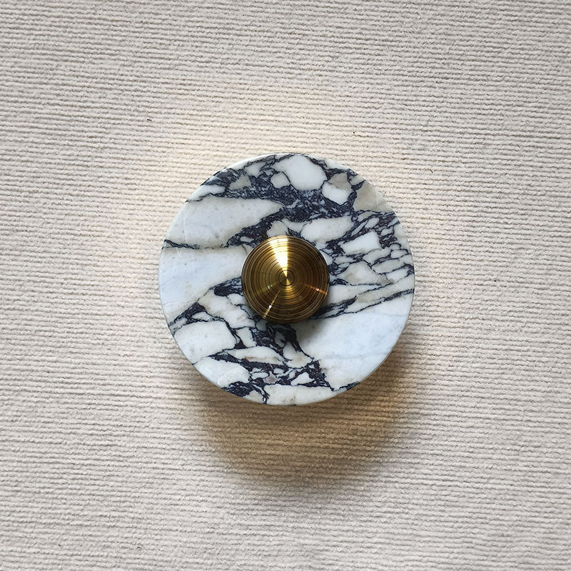Contemporary Scandinavian Round Metal Marble LED Wall Sconce Lamp For Living Room