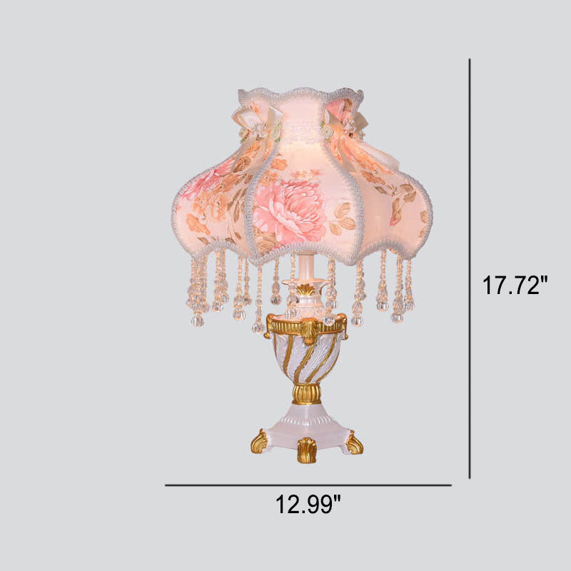 European Luxury Fabric Lace Resin 1-Light Table Lamp