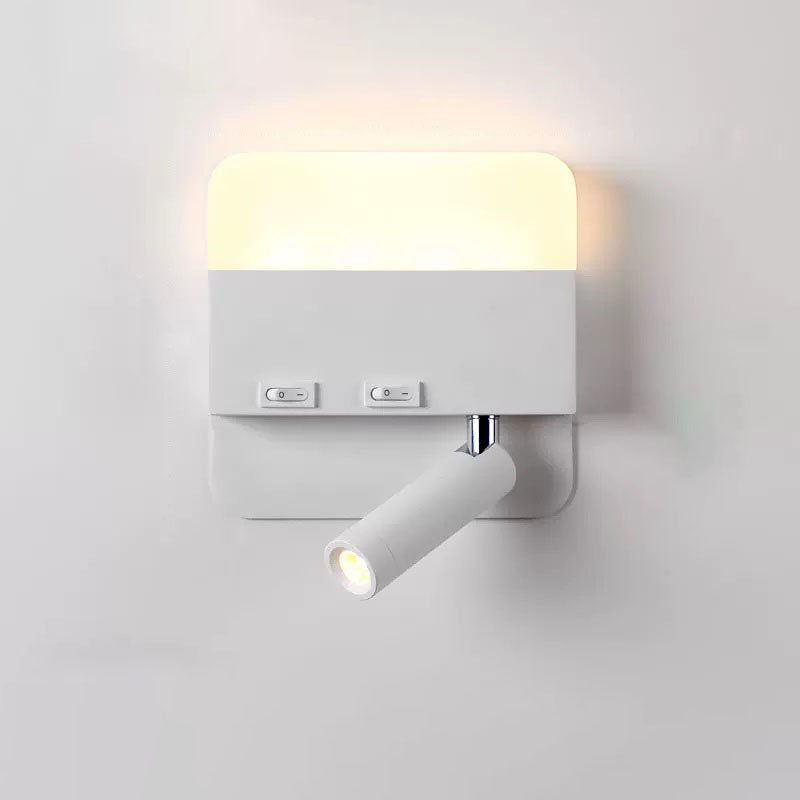 مصباح حائط للقراءة LED مصنوع من الأكريليك والألومنيوم بتصميم دائري مربع بسيط وحديث