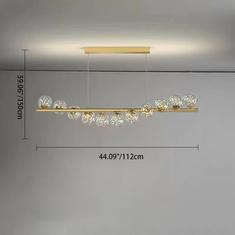 Contemporary Scandinavian Glass Magic Bean Long Strip 7/9/11 Light Island Light Chandelier For Dining Room