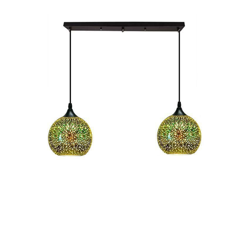 ثريا جزيرة زجاجية حديثة إبداعية ثلاثية الأبعاد ملونة للألعاب النارية مع قبة زجاجية مكونة من 2/3 مصابيح