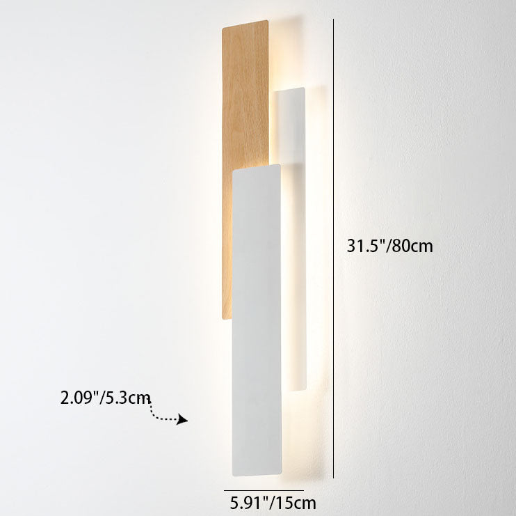 مصباح حائط LED بتصميم هندسي مستطيل الشكل وعصري وبسيط من الخشب