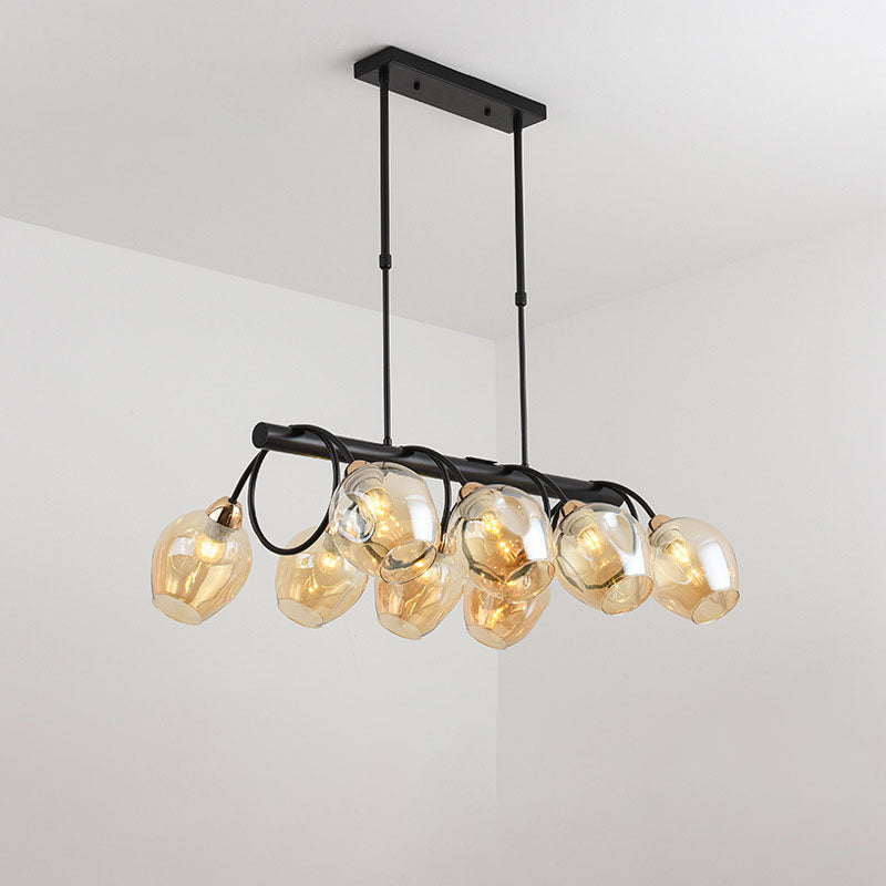 Nordic Light Luxury Gradient Glass Linear 6/8/10 Light Island Light Chandelier